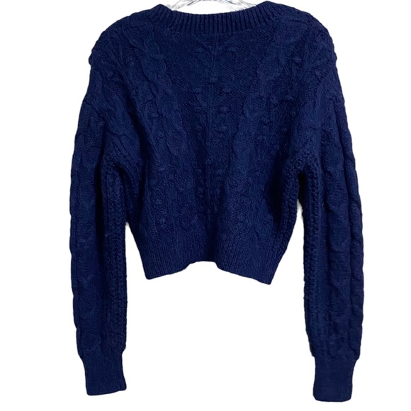 🆕 & Other Stories Sz XS - Blue Cable Knit Wool Cardigan - Picture 4 of 7